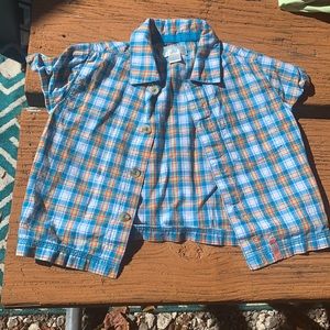 The Children’s Place blue and orange checked button up